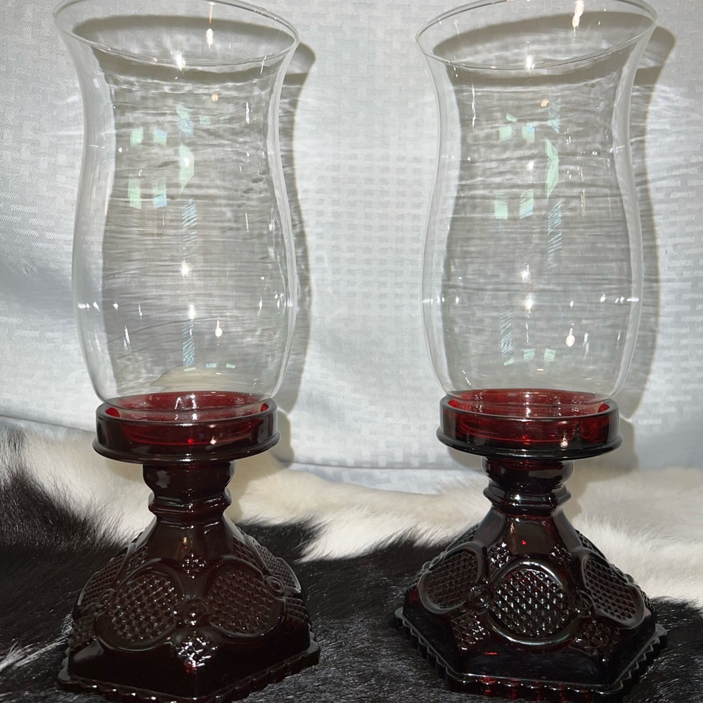 Vintage Avon set of two  cape cod candle light hurricane globe